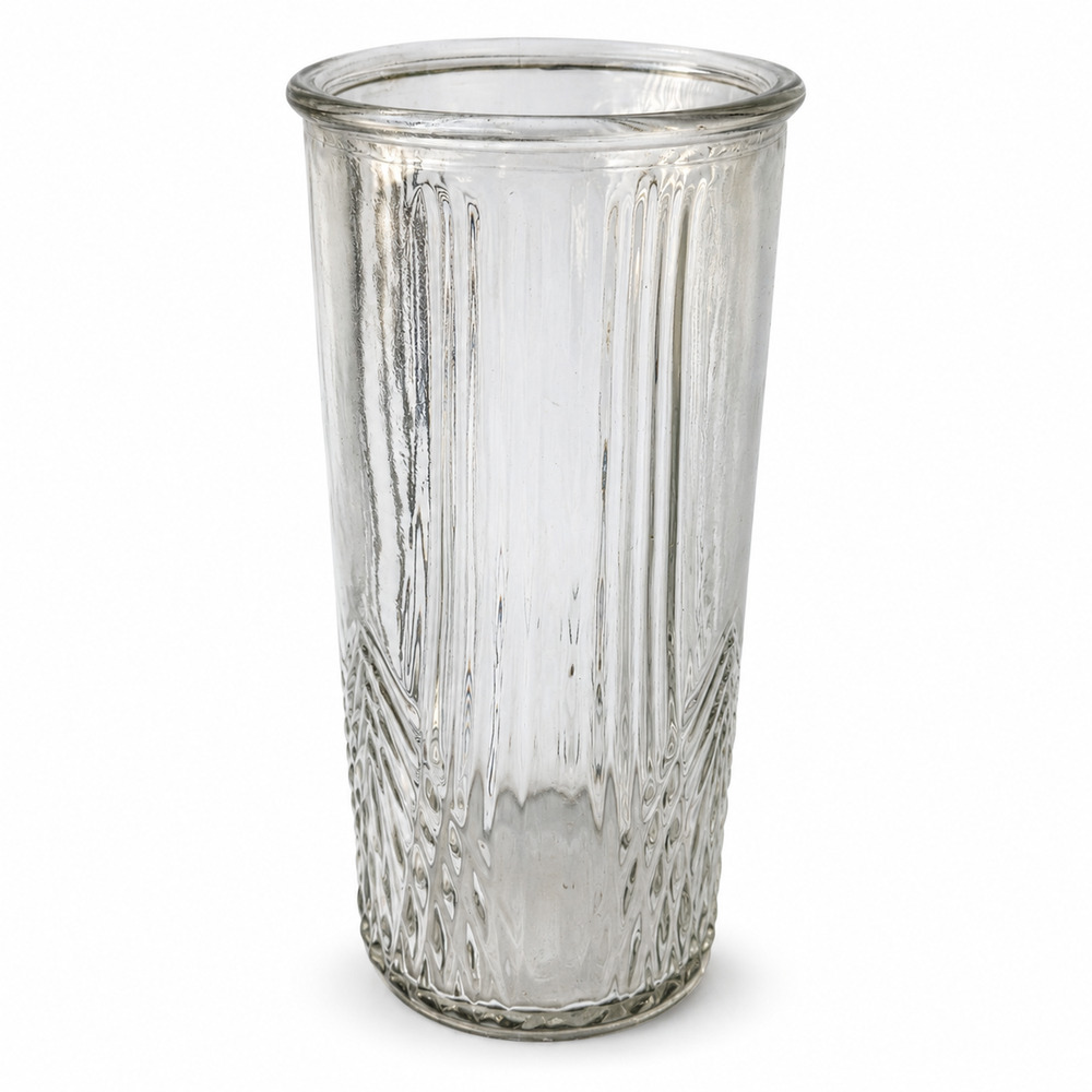 Vintage Hoosier Glass 4080-A Clear Ribbed Diamond Pressed Vase 14" USA